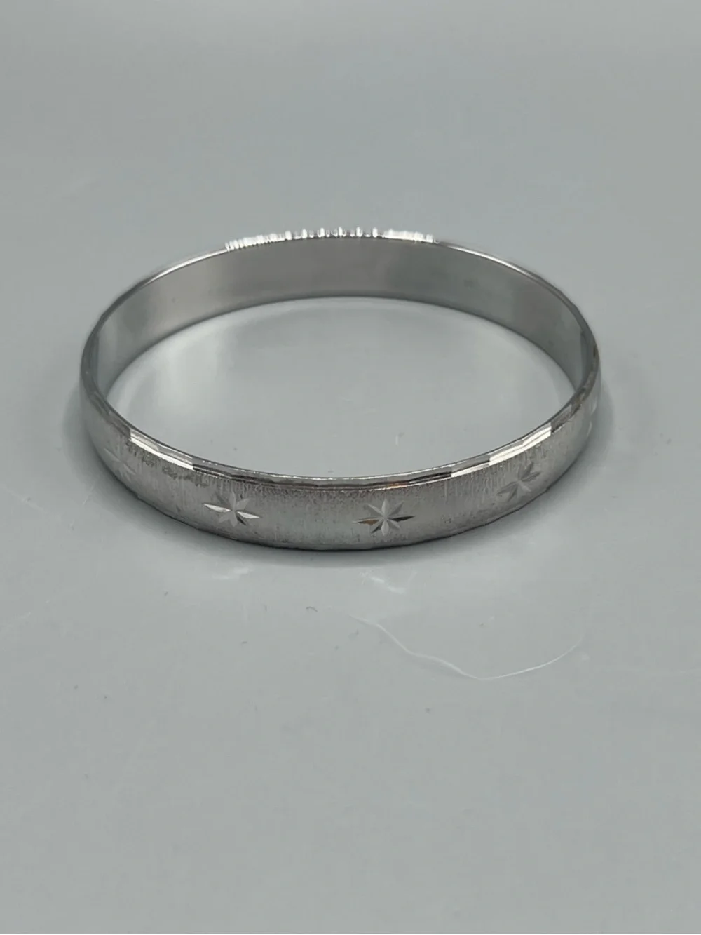 Vintage Monet Silver-tone Brushed Textured Shiny Etched Stars Bracelet